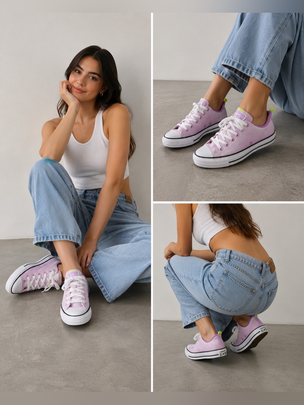 Converse Low Top Sneakers in Lavender with White Soles